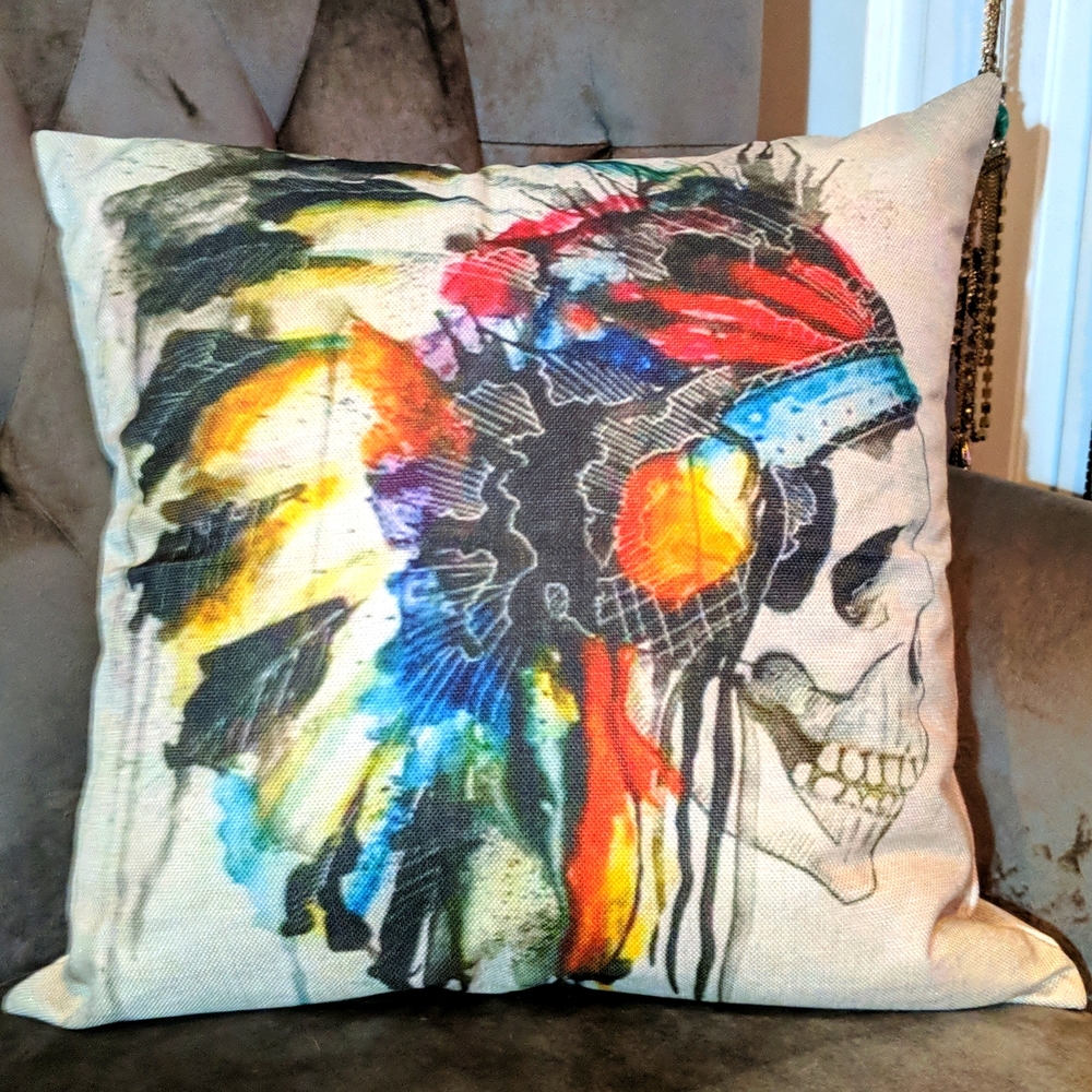 NIB Skull w/ Headress Pillow